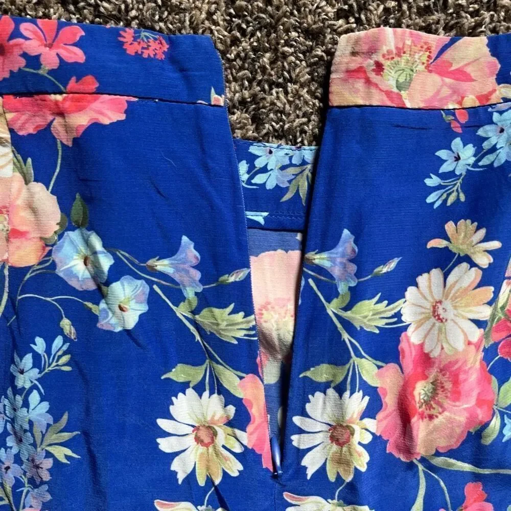 Yumi Kim Gigi Skirt Women Medium Blue Floral Ruffle Cross-Over Playful & Stylish